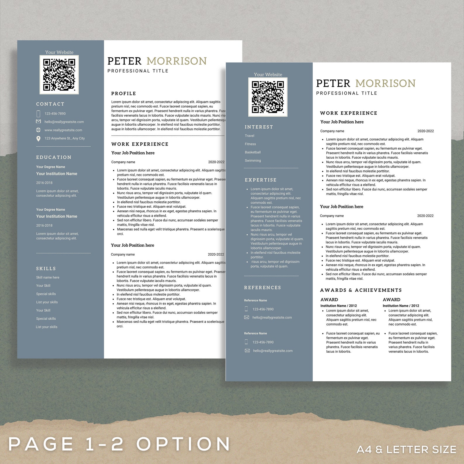 Simple Resume Template QR Code Professional Resume Template Etsy