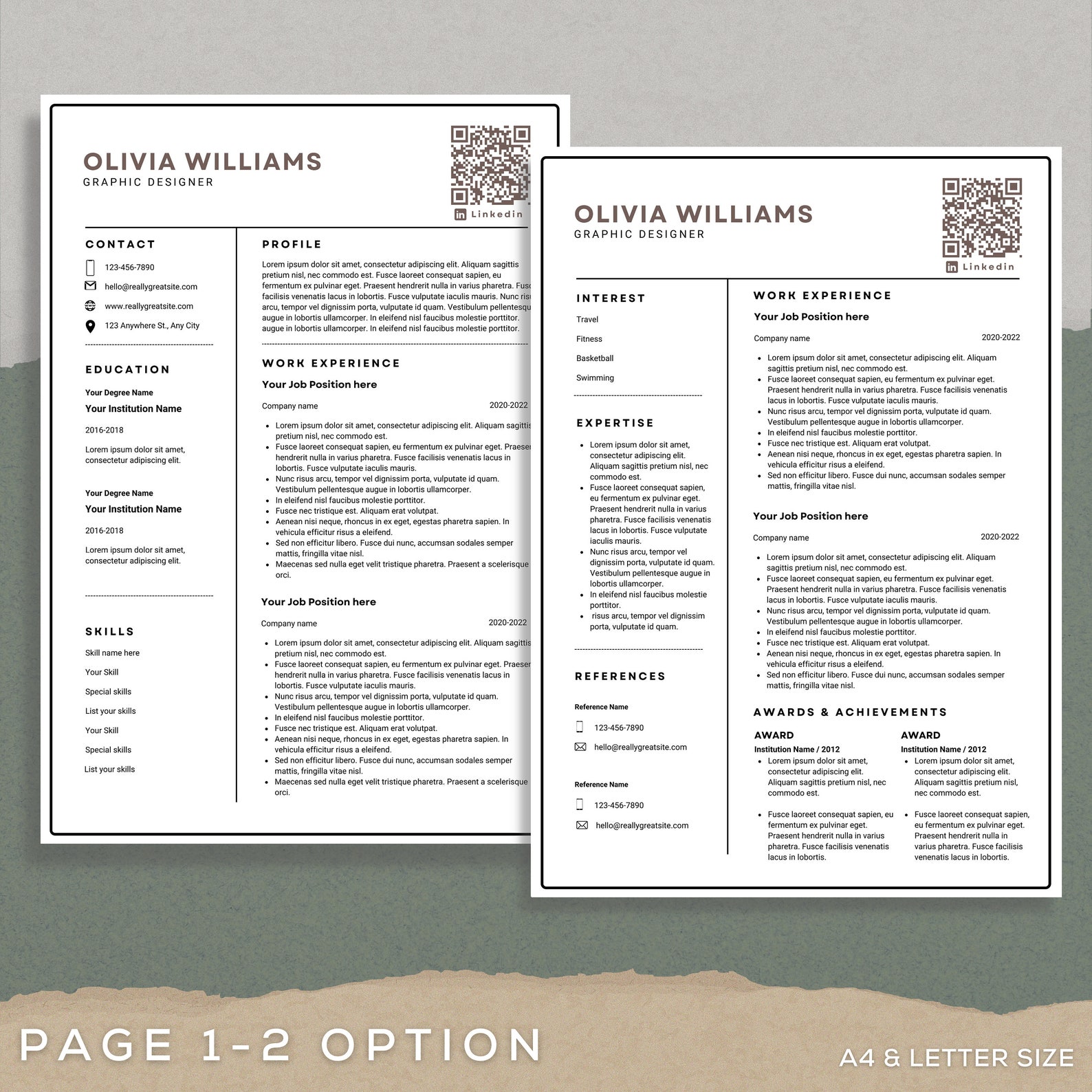 Minimal Resume Template QR Code Professional Resume Template - Etsy