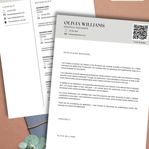 Minimal Resume Template QR Code Professional Resume Template - Etsy