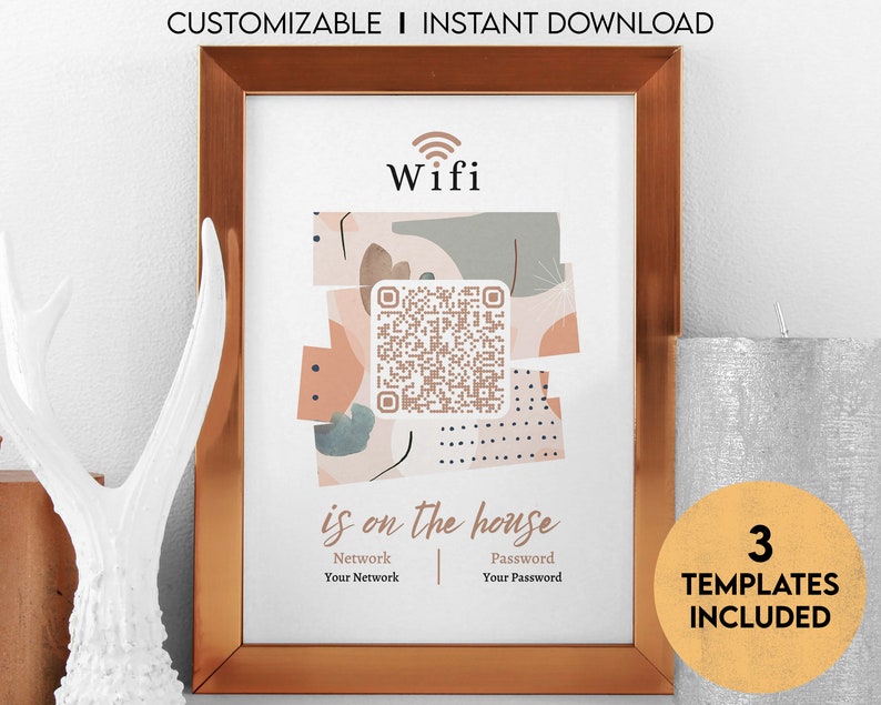 Abstract Custom Wifi Sign With QR Code Wifi Password Sign - Etsy