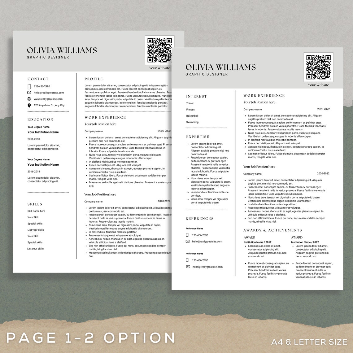 Minimal Resume Template QR Code Professional Resume Template - Etsy