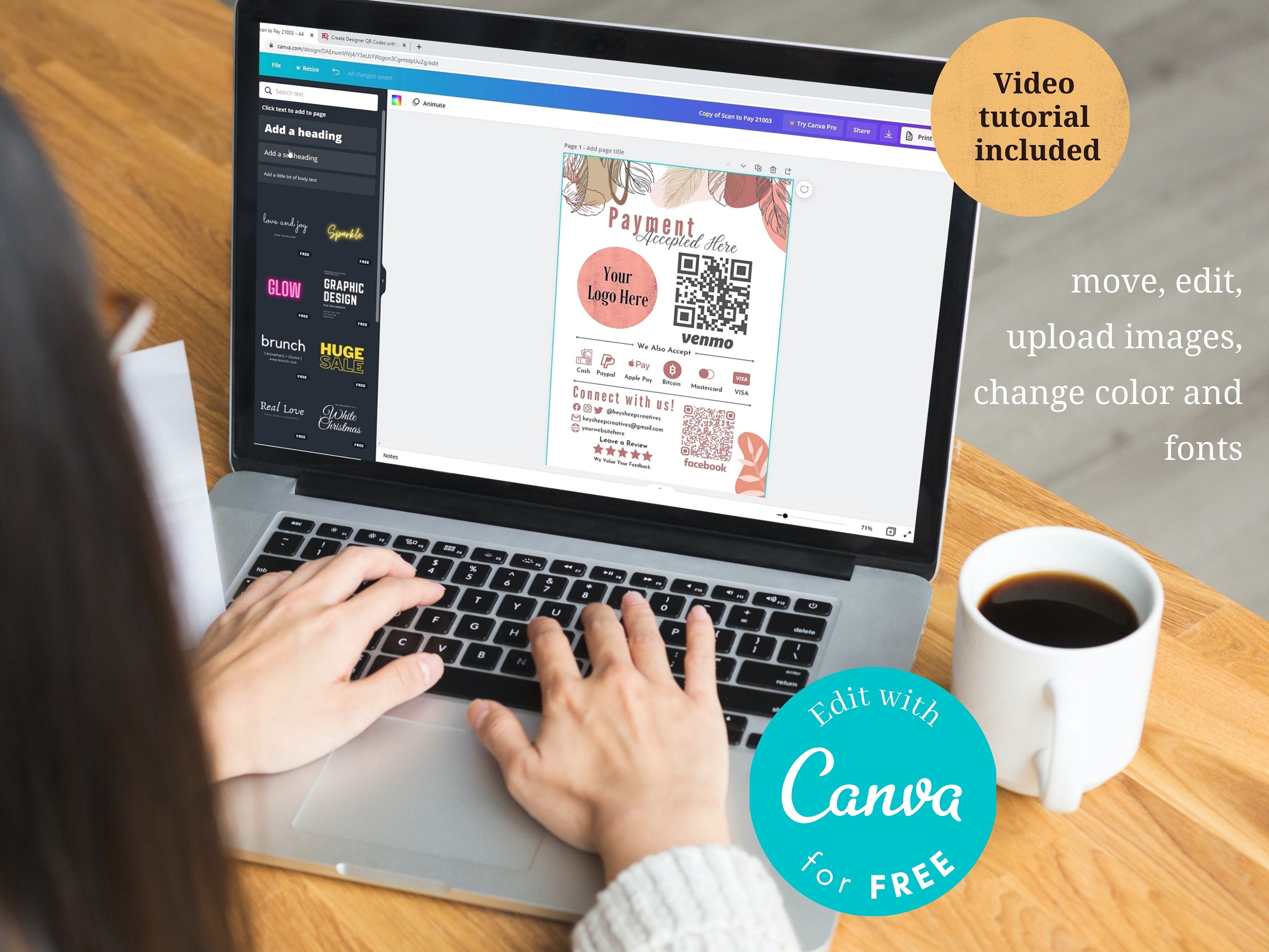 Custom printable thank you cards qr code business template etsy