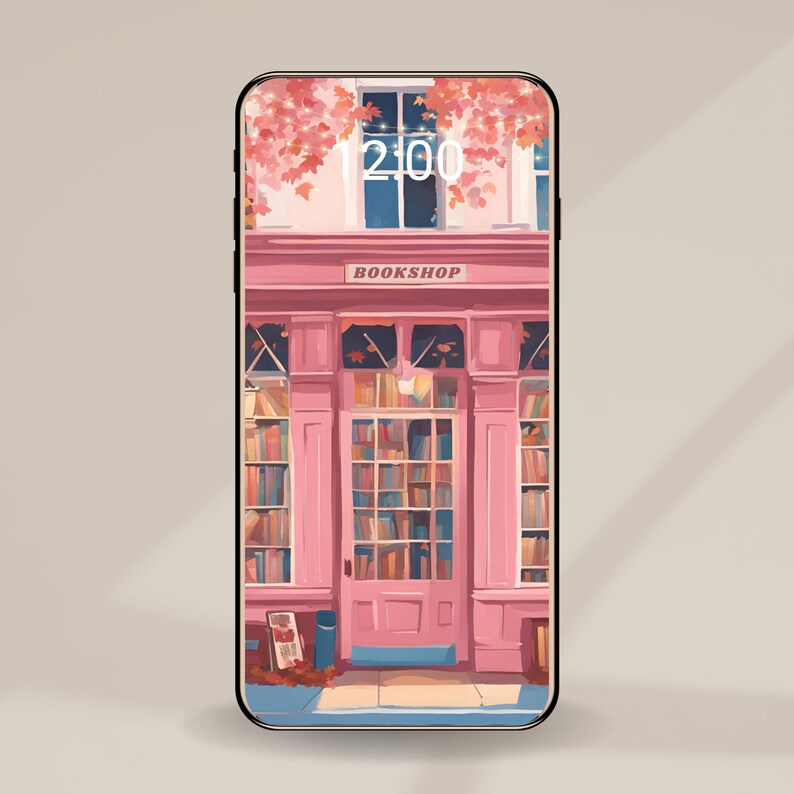 Fall Bookshelf Wallpaper for iPhone Ios 18 Large Icons Friendly