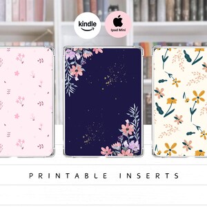 Flower Kindle Insert | Girly Floral Kindle Insert | Cozy Flower Kindle Background | iPad Mini Insert Set