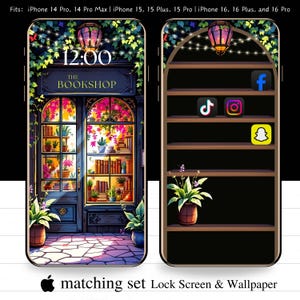 The Bookshop Magical Phone Wallpaper | Cottage Aesthetic | iPhone 14 Pro, 14 Pro Max | 15, 15 Plus, 15 Pro | 16, 16 Plus, 16 Pro Enchanting