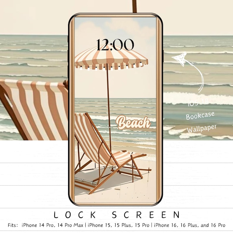Vintage Beach iPhone Wallpaper Set: Neutral Coastal Lock Screen ...