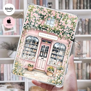 Kindle Rosa Bucheinlage druckbare Einlage | Girly Kokette Kindle einfügen | Gemütlicher Pastell Buchladen Hintergrund | iPad Mini Einsatz