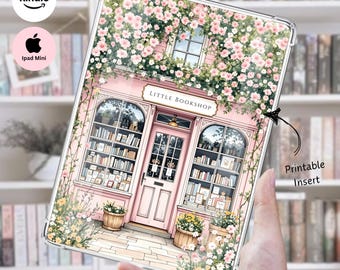 Kindleピンクの書店用印刷用インサート | ガーリーなコケットのKindle用インサート | 心地よいパステルカラーの書店用背景 | iPad Mini用インサート