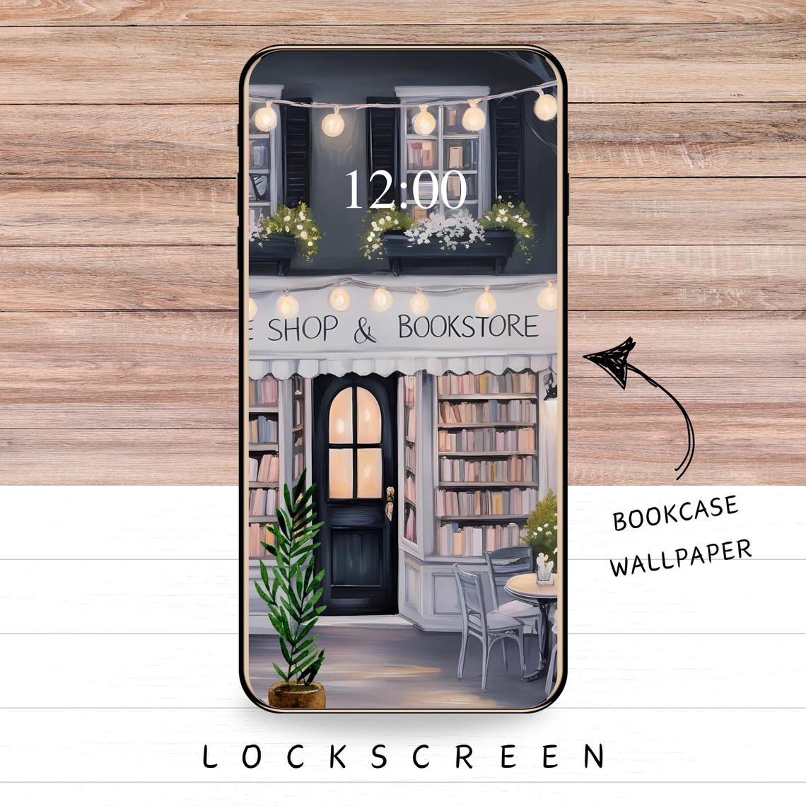 Cute Bookstore Bookshelf Wallpaper for iPhone Ios 18+ Large Icons ...