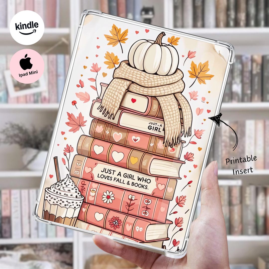 Pink Fall Bookstack Kindle and iPad Mini Printable Insert | Girly ...