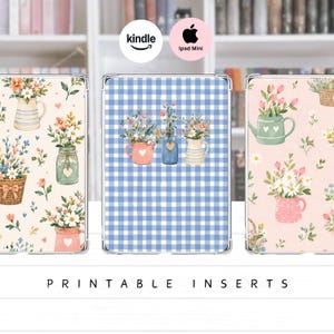 Kindle Country Floral 3 Pack Printable Inserts | Girly Floral Kindle Insert | Cozy Pastel Kindle Background | iPad Mini Insert Set
