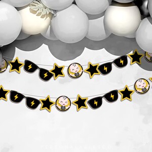 One Happy Dude Boy 1st Birthday Garland Cool Printable Graphic Wall Décor Rock Roll Party Banner Rad Black Checkered 70s Groovy Retro Cbby01