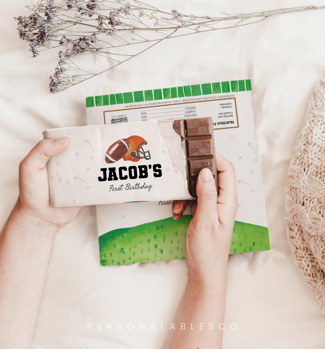Football Candy Bar Wrapper Birthday Printable Chocolate Label Template ...