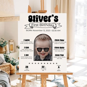 Editable One Happy Dude Milestone Board Boy 1st Birthday Décor Sign Cool First Year Stat Photo Poster Rad Black Checkered Retro Party Cbby01