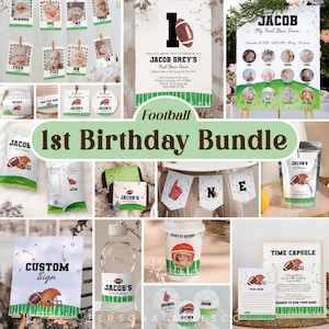 First Year Down Birthday Bundle 1st Football Party Décor Package One Year Down And Forever To Go Birthday Invitation Decoration Set Safgm01