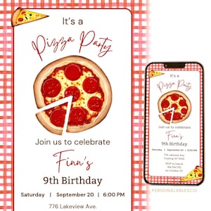 Convite de vídeo editável para festa de pizza para qualquer idade Convite eletrônico para celular Psyr01
