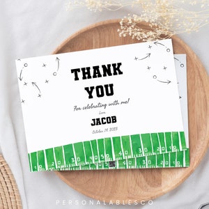 Football Birthday Thank You Card Editable Template 1st Year Down Party Decoration Personal Note Card Birthday Party Custom Thank You Safgm01