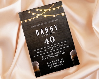 Editable Any Age Male Birthday Invite Whiskey Bday Party Invitation Printable Adult Men's Beer Celebration Flyer For Dads Digital Invitation