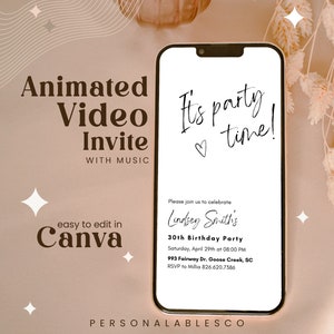 Editable Birthday Invitation Template Download Adult Digital Minimalist Bday Party Woman Electronic Surprise Mobile Invite Instant Text