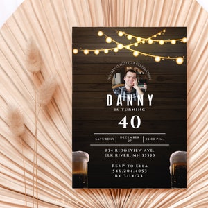 Bearbeitbar Jedes Alter Geburtstagsfeier Party Einladen Erwachsene Männer Foto Bday Einladung für Ihn Einfache druckbare Flyer Vorlage für Papa & Onkel