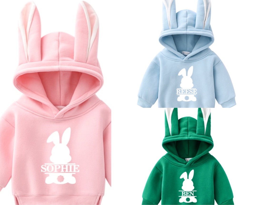 Personalised Easter Hoodie With Bunny Ears, Various Colours, Super Soft