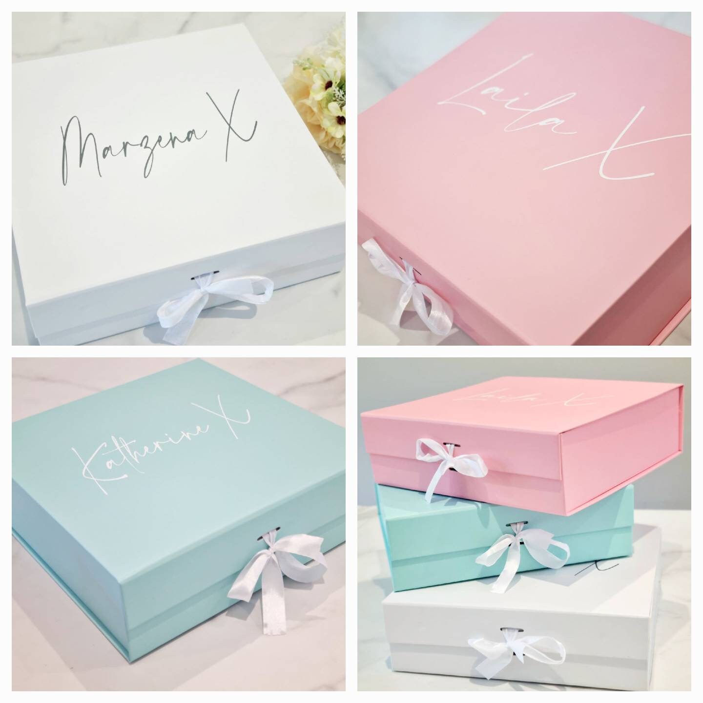 Luxury Blue Gift Box With Ribbon Baby Boy Gift Box Blue Packaging Boxes  Blush Bridesmaid Gift Box Medium A5 Magnetic Gift Box 