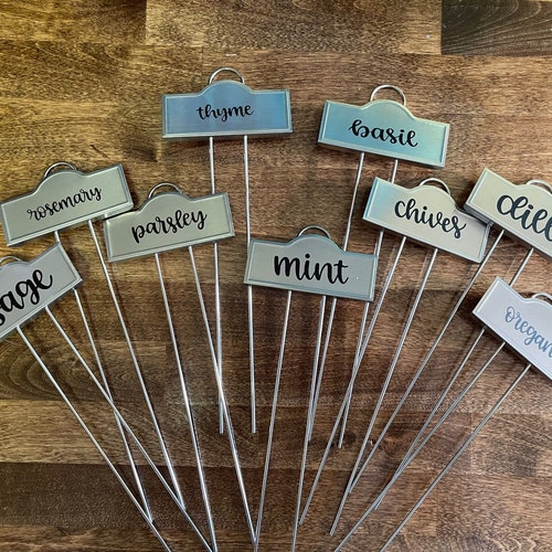 Herb Garden Label Set Labeled Stainless Steel Stakes Set of Etsy
