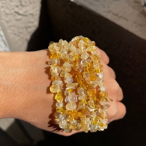 Citrin Kristall Armband , Heilstein Armband | natürliches Edelstein-Chip-Armband