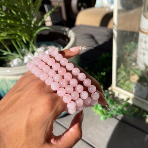 Rose Quartz Crystal Bracelet, healing stone bracelet | natural gemstone 6mm, 8mm bead bracelet