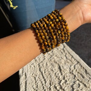 Tiger's Eye Crystal Bracelet, healing stone bracelet | natural gemstone 6mm bead bracelet