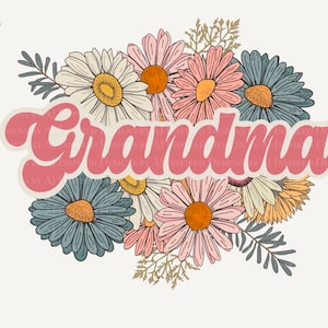 Retro floral abuela retro hippie flores, abuela PNG sublimación PNG, abuela vintage sublimación diseño verano primavera camisa PNG diseño