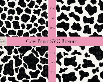 Kuh-Druck SVG-Bundle, Kuhmuster SVG, Kuhflecken svg, Tierdruck svg, Schnittdatei Cricut png, dxf, eps, jpg, pdf