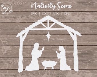 Nativity Scene SVG, Nativity SVG, Christmas svg, Cricut Cut File, Merry Christmas svg, Baby Jesus svg, Farmhouse Christmas svg dxf, eps, png