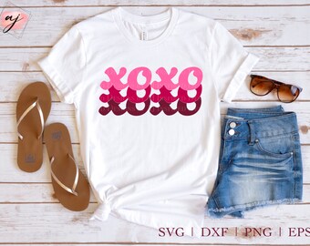 Retro xoxo svg, xoxo svg, xoxo png, Retro Valentines Day svg, Valentines svg, xoxo shirt design, sublimation hugs kisses svg, png, dxf, eps