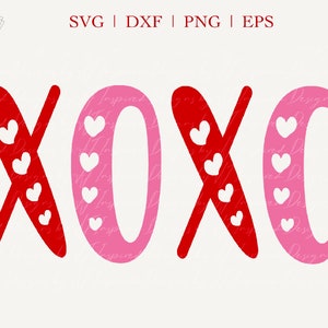 XOXO SVG, SVG de la Saint-Valentin, amour svg, svg coeurs, carte de Saint-Valentin svg, png xoxo, câlins bisous svg, clipart xoxo, couper fichier cricut, baiser svg