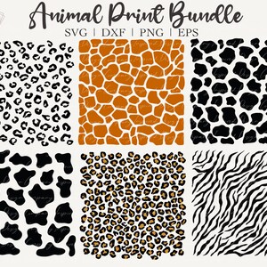 Animal Print SVG Bundle, Leopard Print SVG, Cow Print SVG, Giraffe Print svg, Tiger Print svg, Cheetah Print svg, Animal Pattern png dxf eps