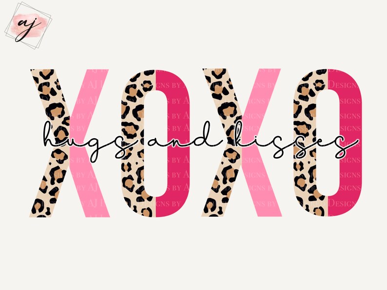 XOXO Hugs and Kisses PNG Sublimation Leopard Print Half - Etsy