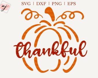 Hand Drawn Thankful Pumpkin SVG Clipart Cut File for Cricut, Silhouette, Pumpkin svg, thankful svg, dxf, eps, png, Thanksgiving Pumpkin svg