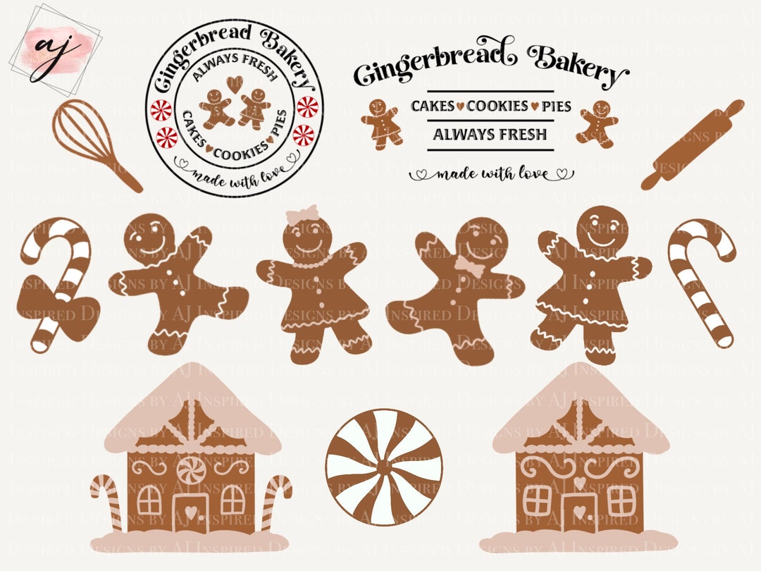 Gingerbread Christmas SVG Bundle, Gingerbread Baking Co Sign ...