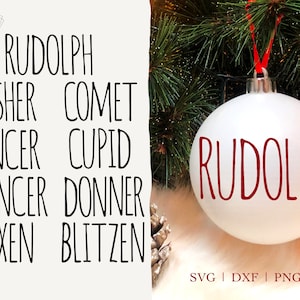 Nomi di renne in formato SVG, nomi di renne in formato SVG, ornamenti natalizi in formato SVG, parole di Natale in formato SVG, dxf, png, eps, Natale ispirato a Rae Dunn