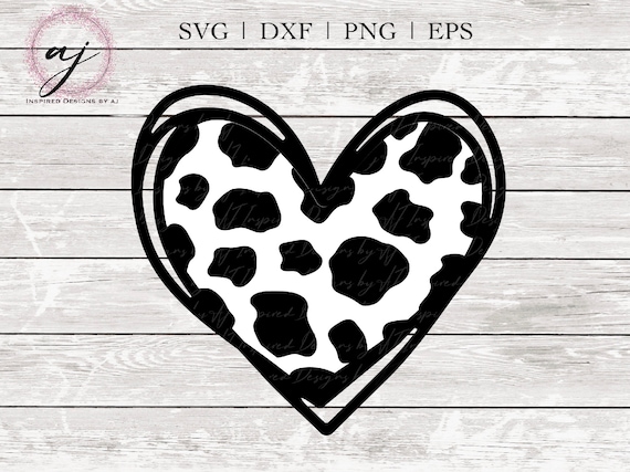 Layered Cow Print Heart Hand Drawn SVG design cut file for Cricut, Silhouette, DXF, PNG, eps, country, farmhouse cowboy cowgirl clipart svg