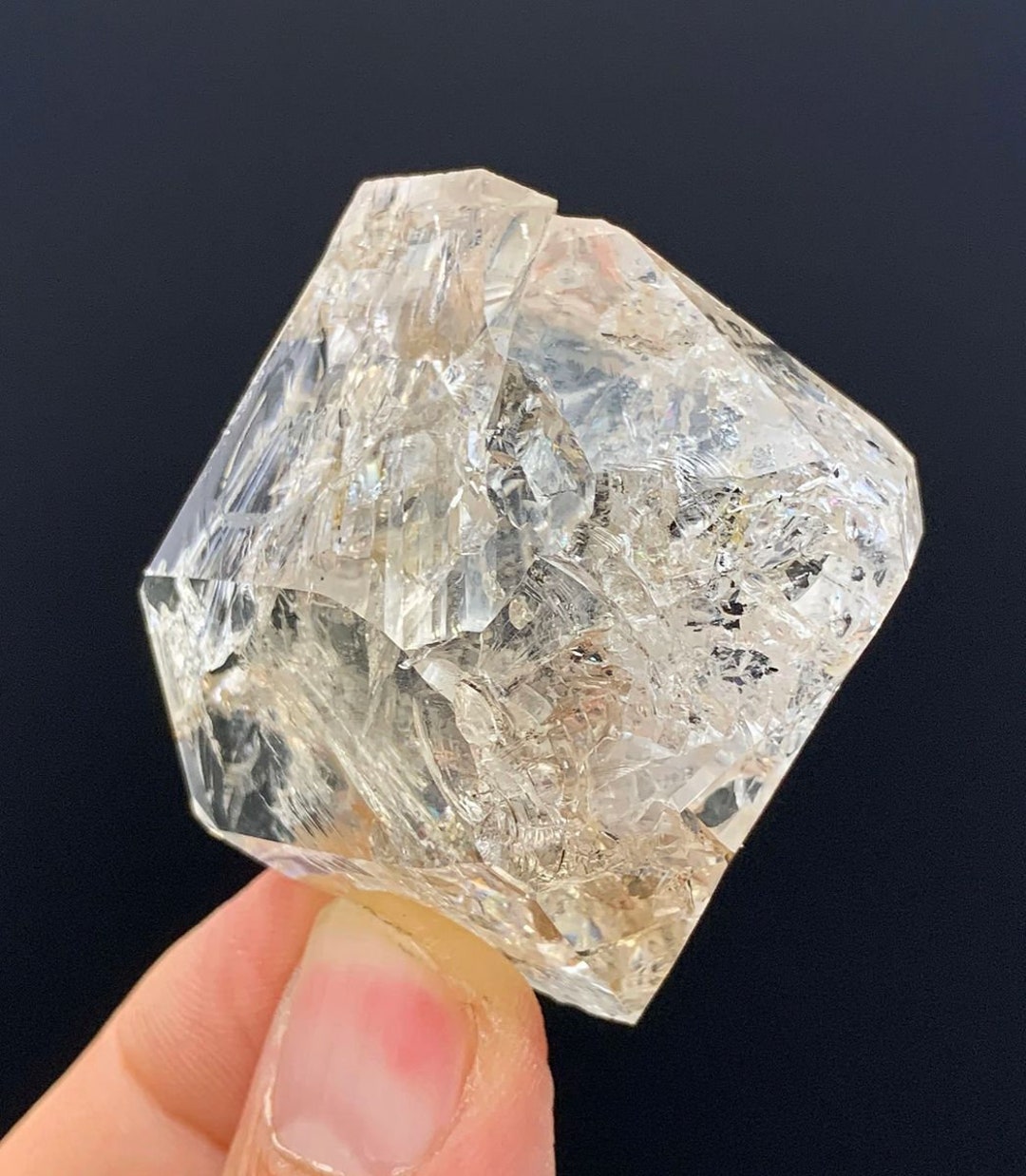 Skeletal Herkimer Diamond Quartz Crystals W/mobile Hydrocarbon & Two