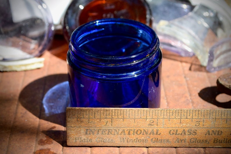 Antique Cobalt Blue Glass Noxzema Jar Small Etsy
