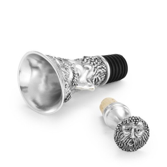 Bacchus Pewter Wine Pourer And Stopper By Royal Selangor Bar Etsy Canada
