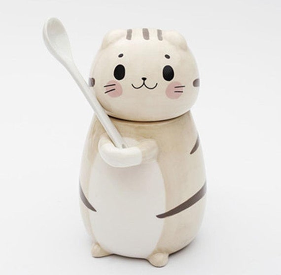 300ml Cute Cat Ceramics Coffee Mug With Spoon Creative Hand Painted Drinkware 300ml Cute Cat Ceramics Coffee Mug With Spoon Creative Hand Painted Drinkware