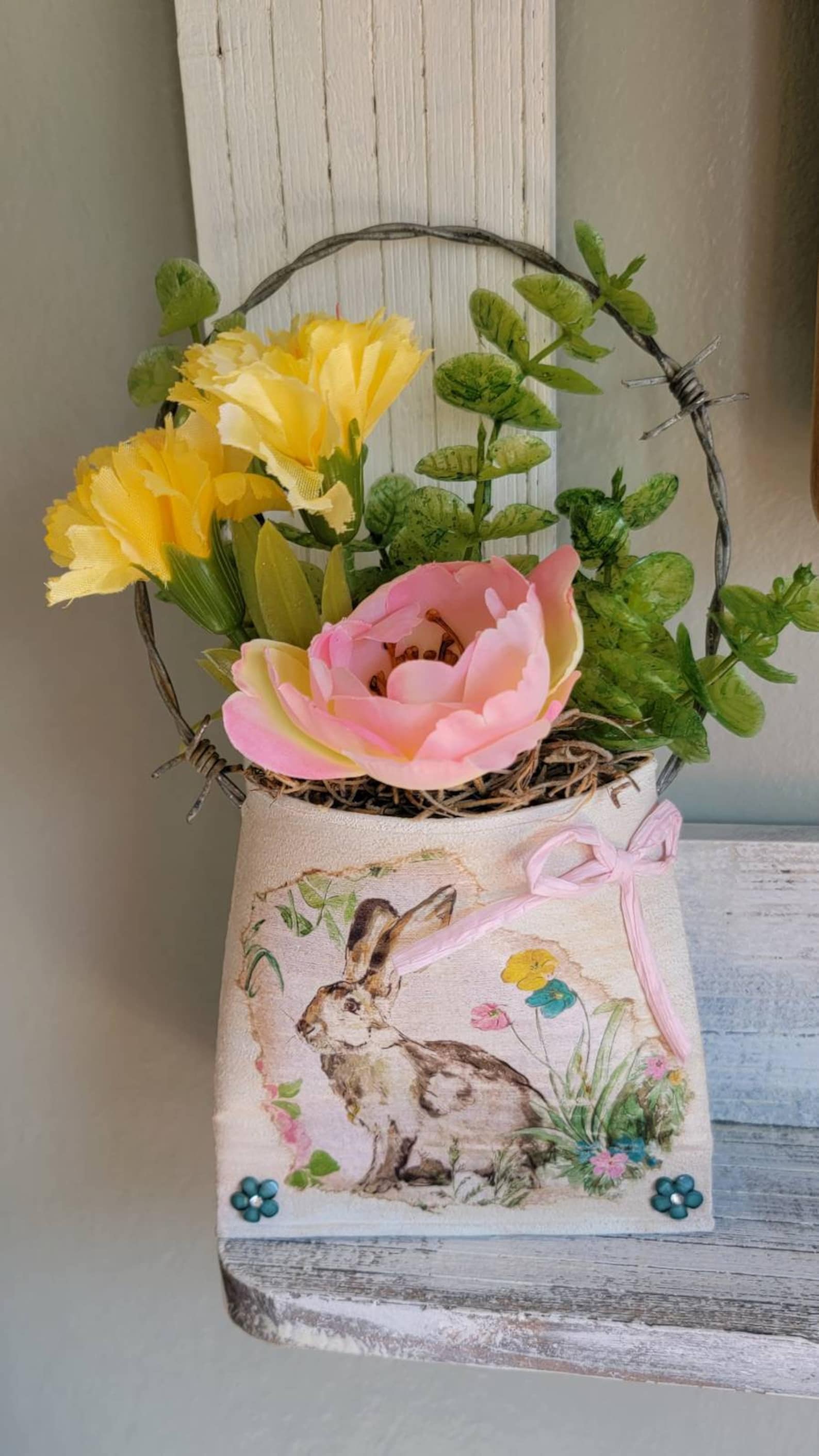 Tin Can Wall Pocket Posey Tiered Tray Home Decor Etsy