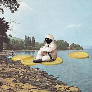 Astronaut Space Poster | Surreal Collage Wall Art, Eclectic Vintage Decor, Retro Lemon Pop Art Poster