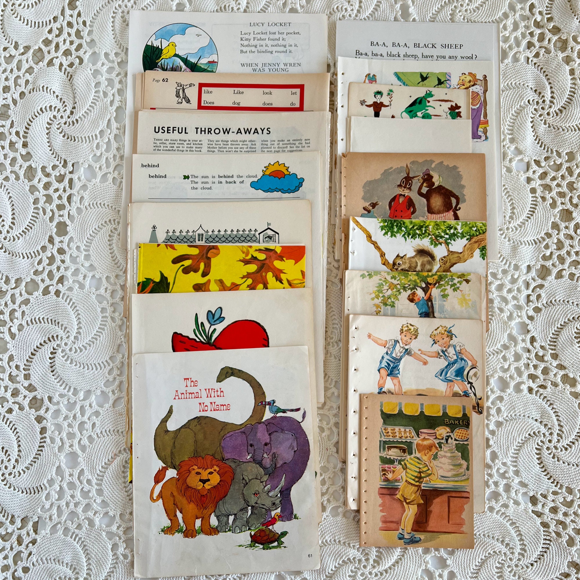 古本　むかし話 & ライター Vintage Illustrated Children's Book Pages, Children's Book
