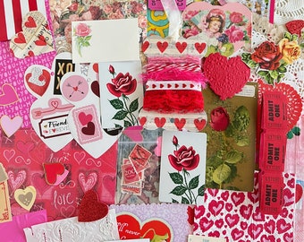 Valentine's Day Ephemera Pack, Valentine's Day Junk Journal Ephemera, Card Making Supplies, Paper Craft Supplies, Valentine Paper Craft Kit