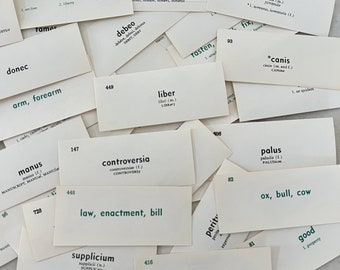 Vintage French Latin Vocabulary Cards: Foreign Language Ephemera